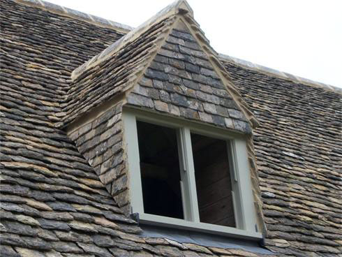 Cotswold stone tiles dormer gable cheeks tiled