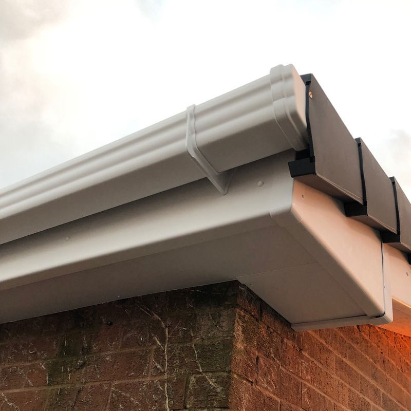 uPVC Fascia and guttering system with box end showing