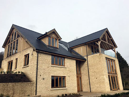 New slate roof on modern house